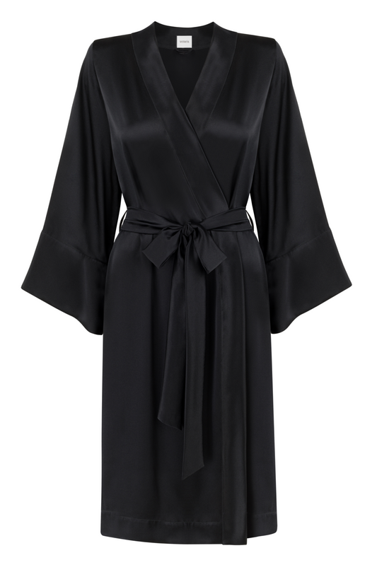 Silk bathrobe - Narcis black