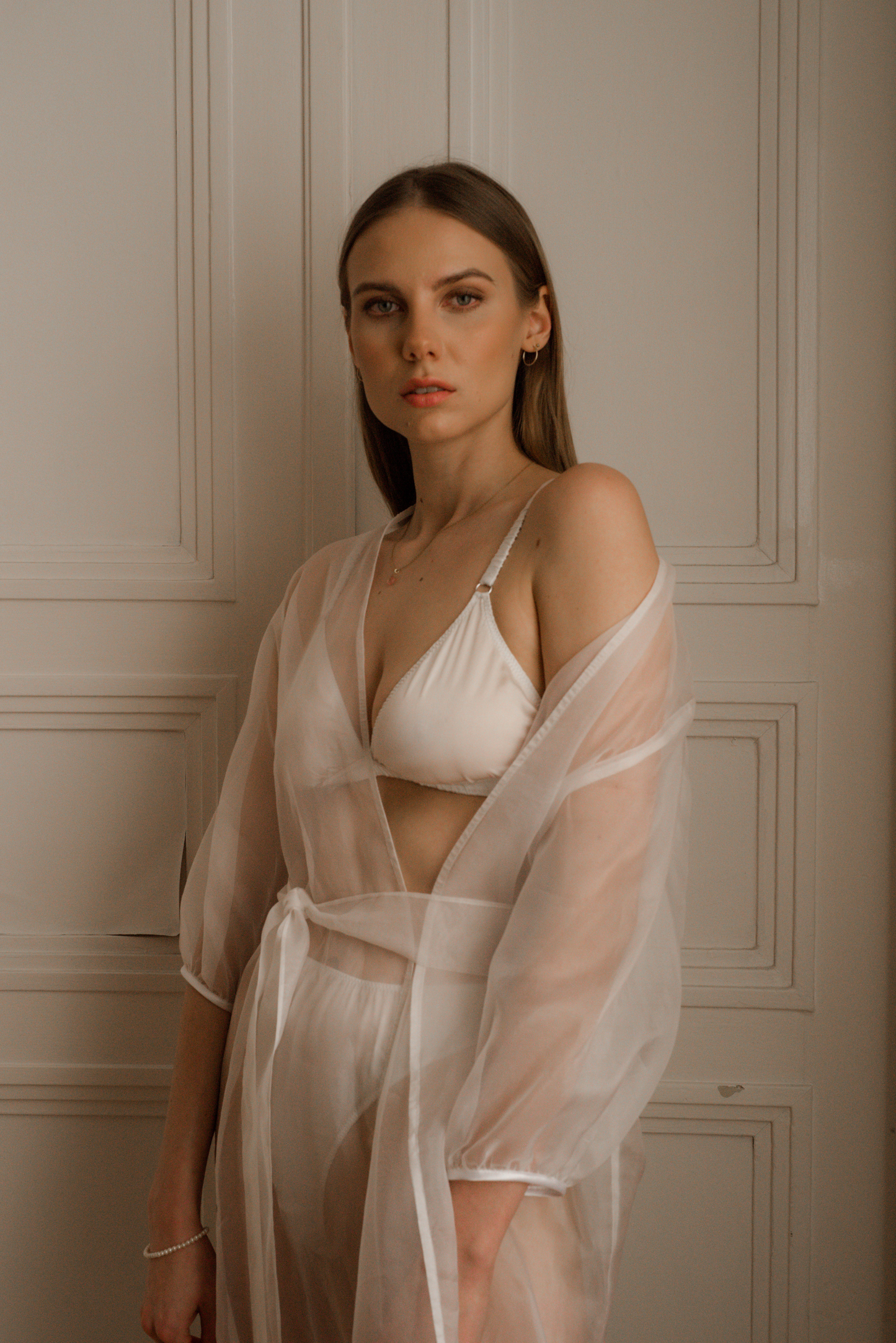 Silk organza robe - Forio white