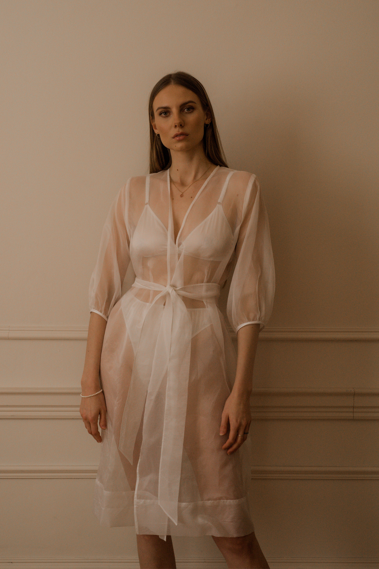 Silk organza robe - Forio white